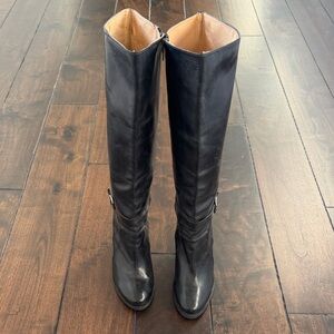Frye Black Leather Knee-High Boots